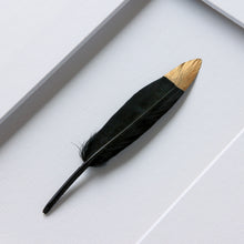 Gold Tipped Black Feather in Matte Black Frame