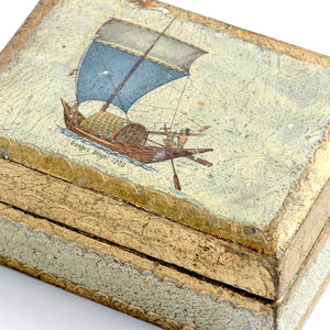 Florentine Hand-Painted Ship Box